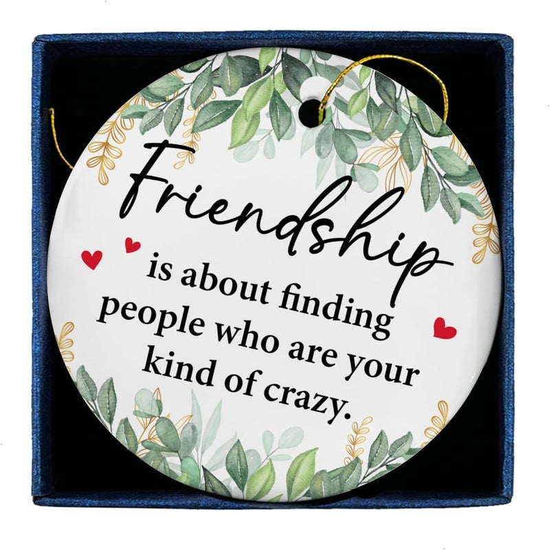 ZOSAN Funny Friendship Ceramic Ornament, Unique Gifts for Friends, Friendship Gifts for Women Friend BFF Bestie Soul Sister, Friends Christmas Ornament - Image 1